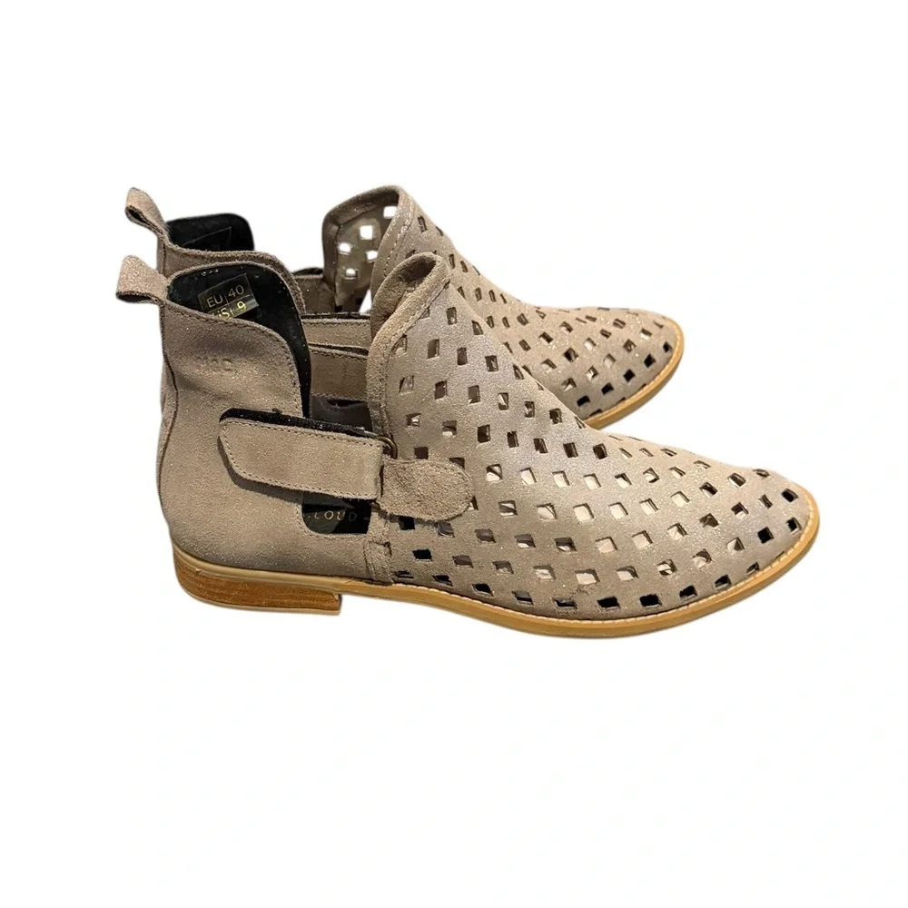 Musse & Cloud Calia Suede-Leather Bootie Stylish Tan Women's Sandals Shoes